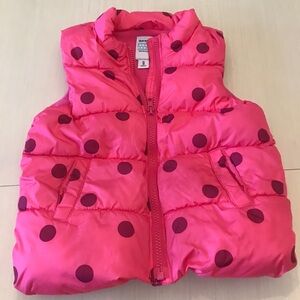 Old Navy Girls 4T Pink Polka Dot Puffer Vest